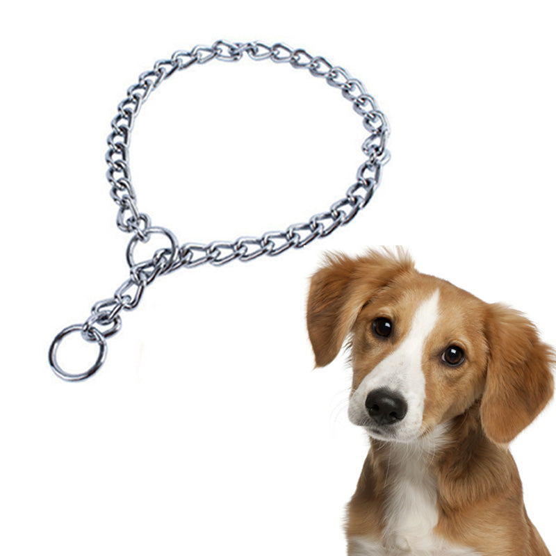 Stainless Steel Metal Pet Dog Training Choke Collar Slip Snake Chain Collars for Golden Retriever Dog Large Necklace Wholesale