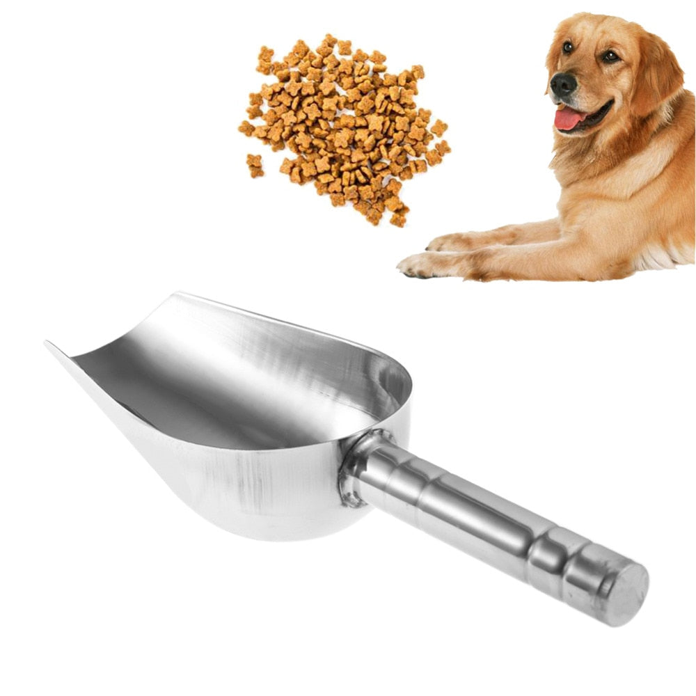 1PC Stainless Steel Pet Feed Food Supplies Dog Food Scoop Shovel Puppy Feeding Food Container Holder Pet Dog Feeding Accessories