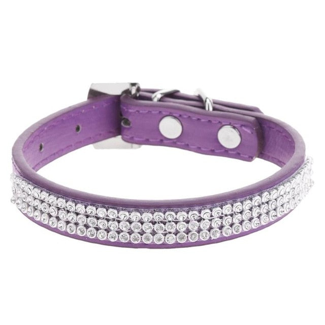 Leather Pet Collar Rhinestone Necklace Cat Puppy Dog Collar for Small Medium Dog Adjustable Dog Training Collar Accessories