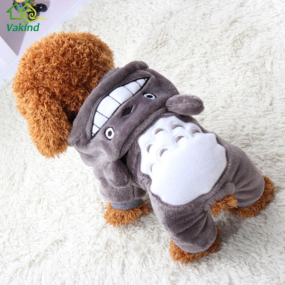 Warm Winter Dog Clothes For Small Dogs Coral Velvet Dog Clothing Jumpsuit Totoro Cartoon Design Puppy Dog Pets Clothes XXS-L