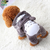 Warm Winter Dog Clothes For Small Dogs Coral Velvet Dog Clothing Jumpsuit Totoro Cartoon Design Puppy Dog Pets Clothes XXS-L