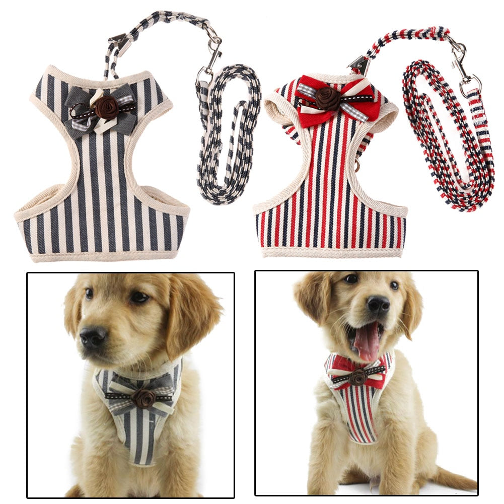 S,M,L,XL Vest Harness Reflective Bow Tie Breathable and comfortable Pet Dog Leash Mesh dog harness Suit Vest Collar