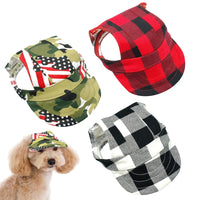 Plaid Summer Dog Hat Breathable Baseball Sun Cap Accessories Pet Outdoor Hats Caps With Ear Hole For Small Medium Large Dogs