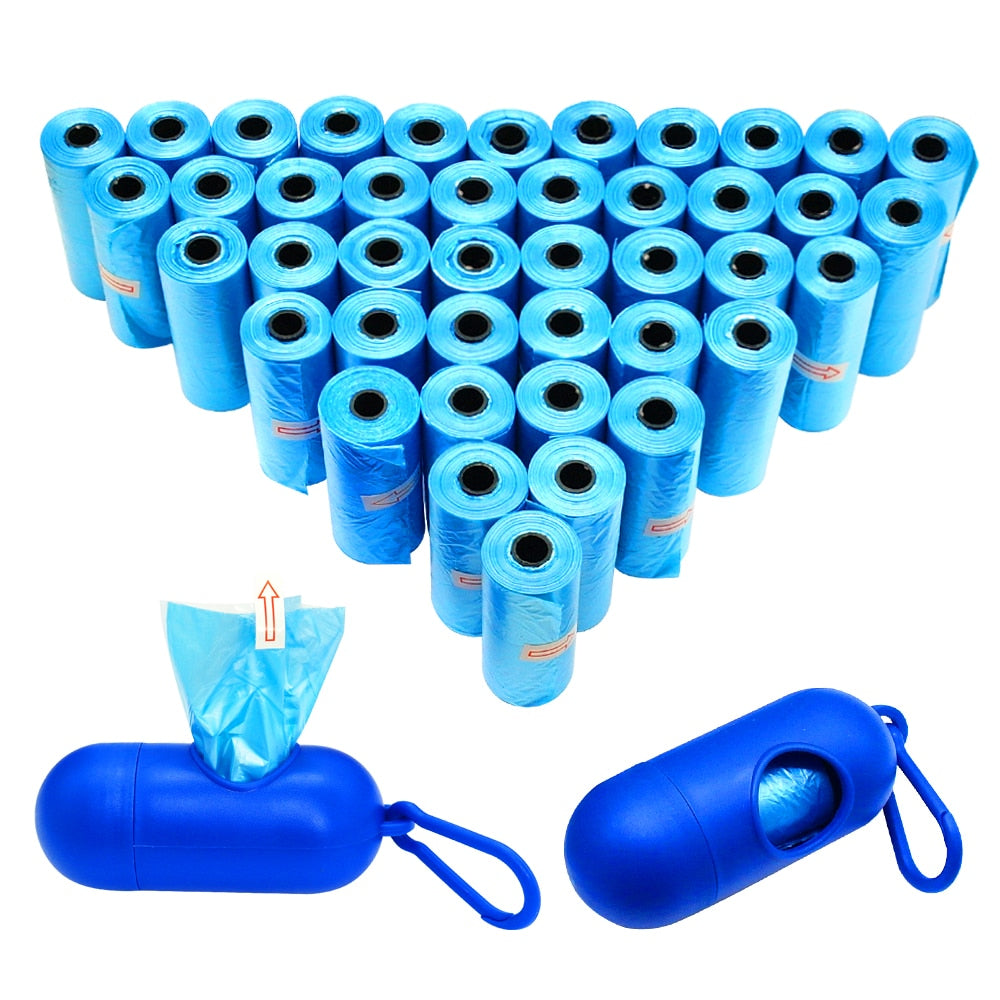 12/42 Rolls Dog Cat Poop Waste Bag Refills Bulk Roll Clean Up Picking Garbage Bags With Dispenser And Lead Clip Pet Accessories