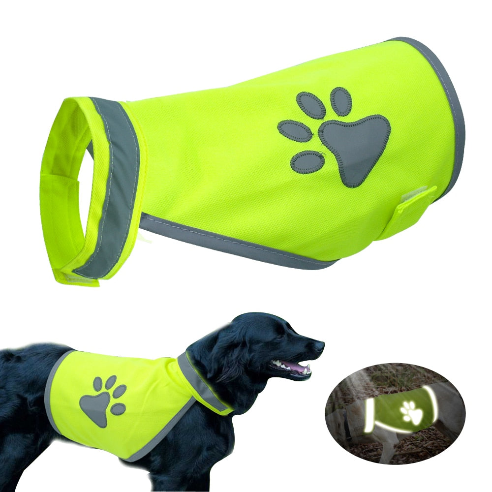 Reflective Dog Vest Clothes High Visibility Small Large Dogs Safety Vests Harness For Outdoor Hiking Walking With Paw