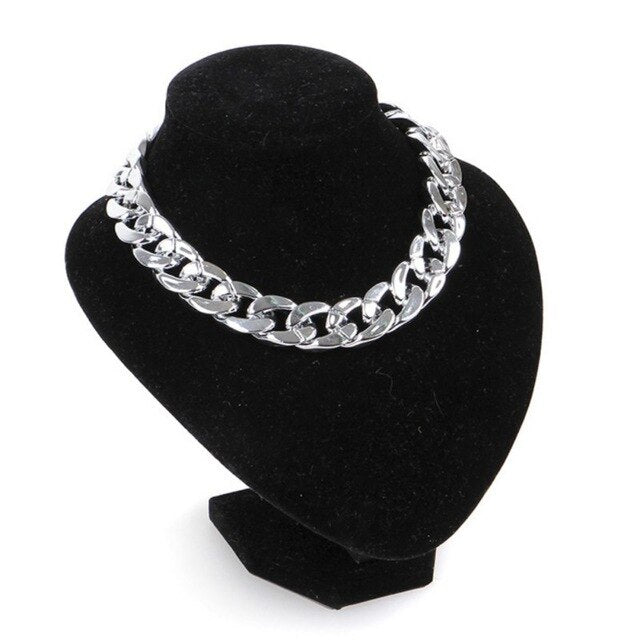 Chain Collar Golden Silvery Necklace