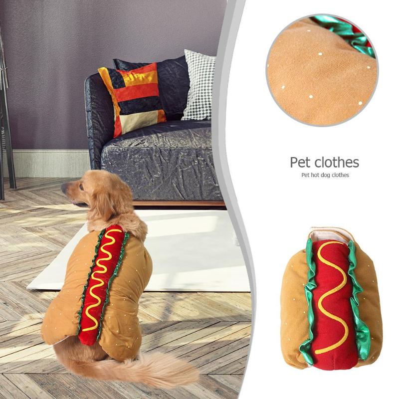 XXS-XXL Pet Dog Hot Dog Costume Clothes Mustard Cat Clothes Outfit for Small Medium Dog Novelty Warm Puppy Cloth